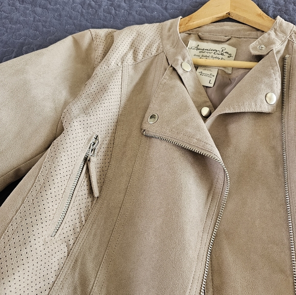 Cute Faux Suede Moto Jacket size L - Picture 2 of 7